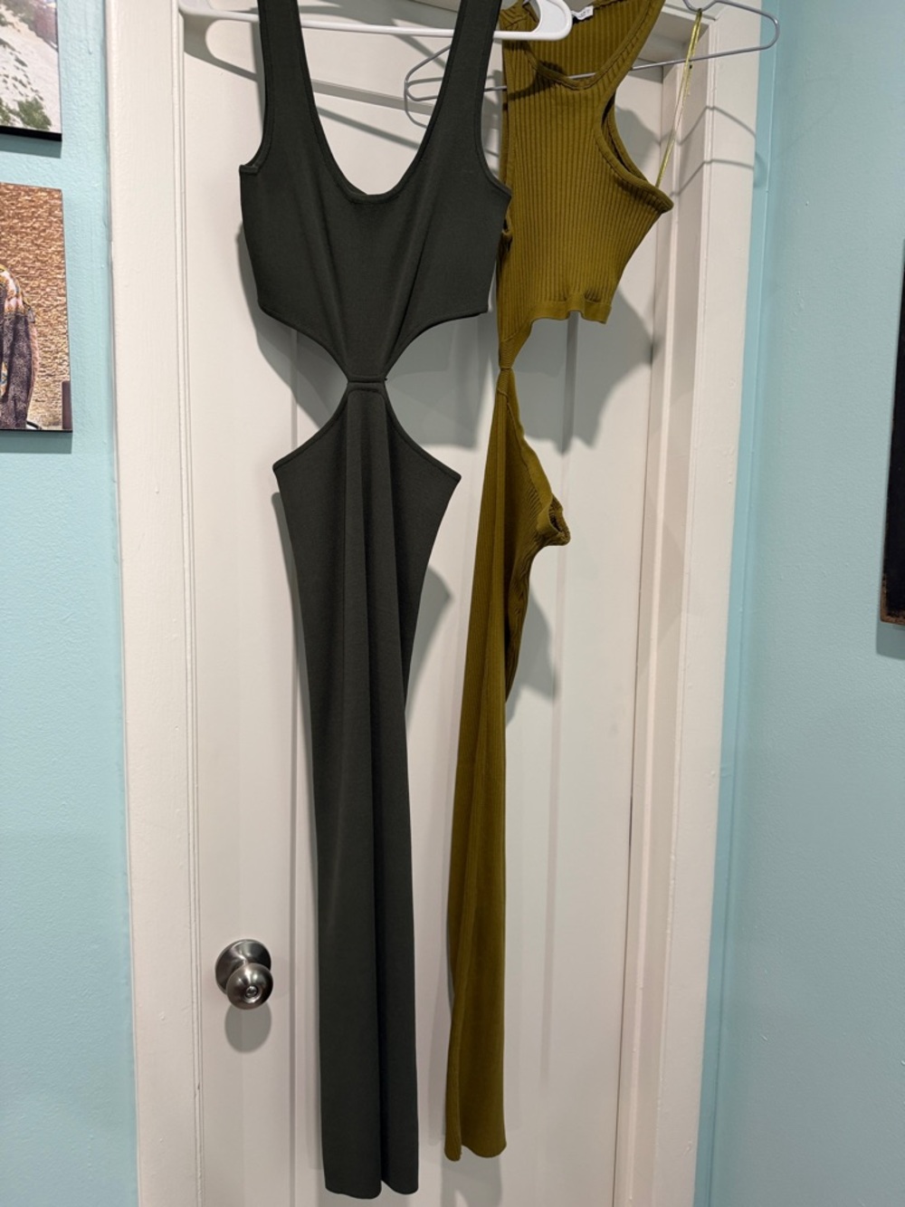 Zara Olive Cutout Backless Maxi Dress